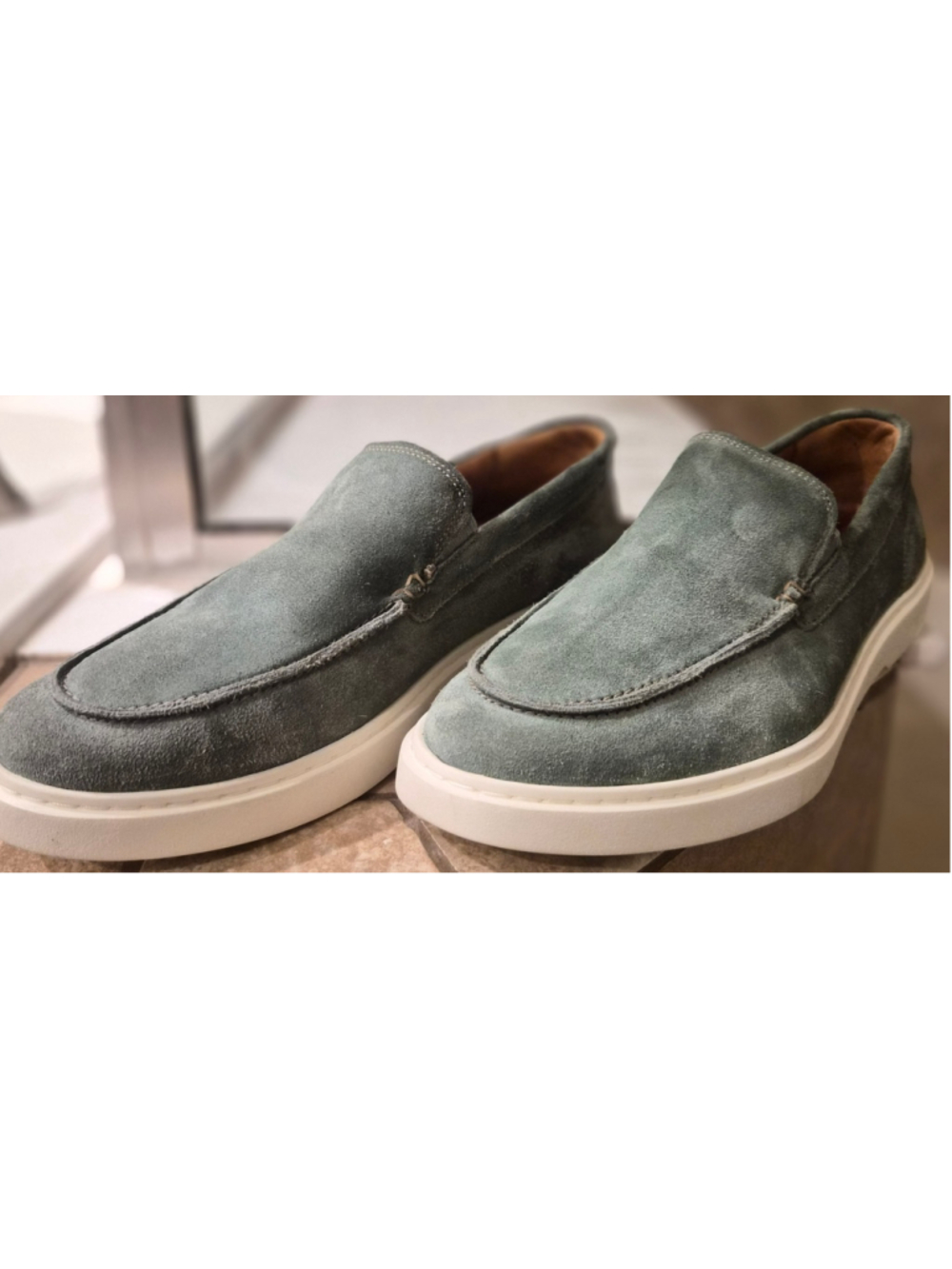 Men's Allen Edmonds Hayes Suede Slip-On Loafers Size 9.5 Sage Green - Picture 3 of 11